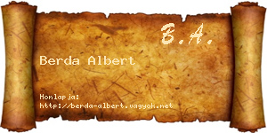 Berda Albert névjegykártya